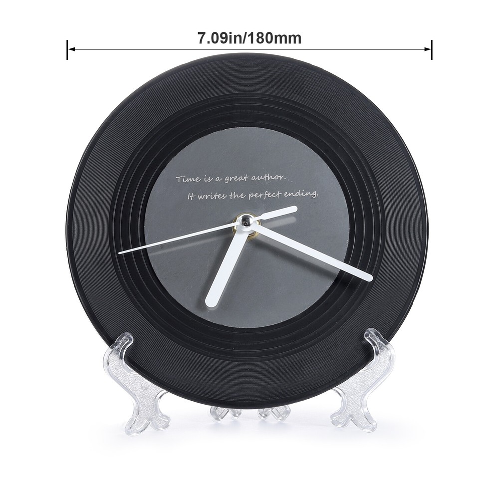 Customizable Text - Personalized Vinyl Record Style Silent Movement Quartz Clock