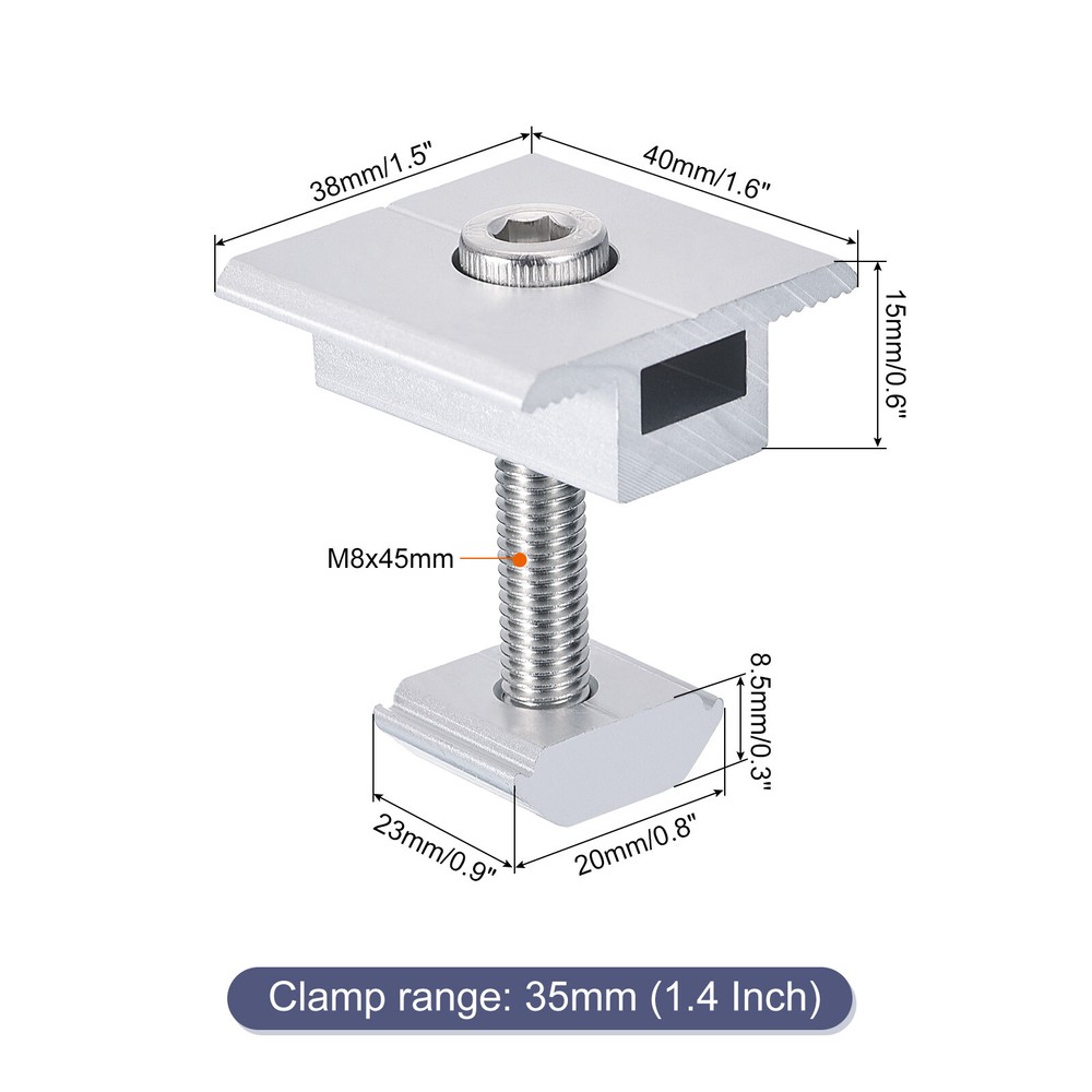 12Pcs Solar Panel Middle Clamp 35mm Aluminium Solar Panel Mount Mid Clip HOT