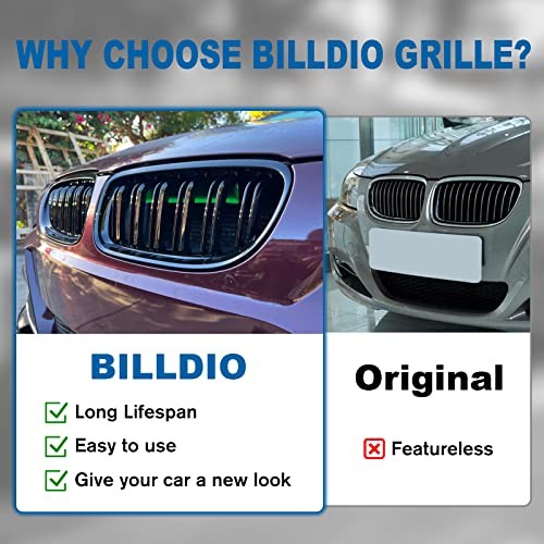 E90 Grille - Front Kidney Grille Double 2009-2011 E90 Double Slats Gloss Black