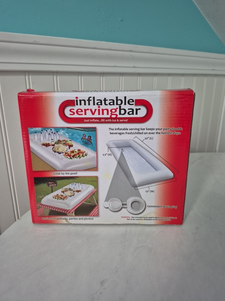 Inflatable Serving Bar with Drain Plug/White/ New