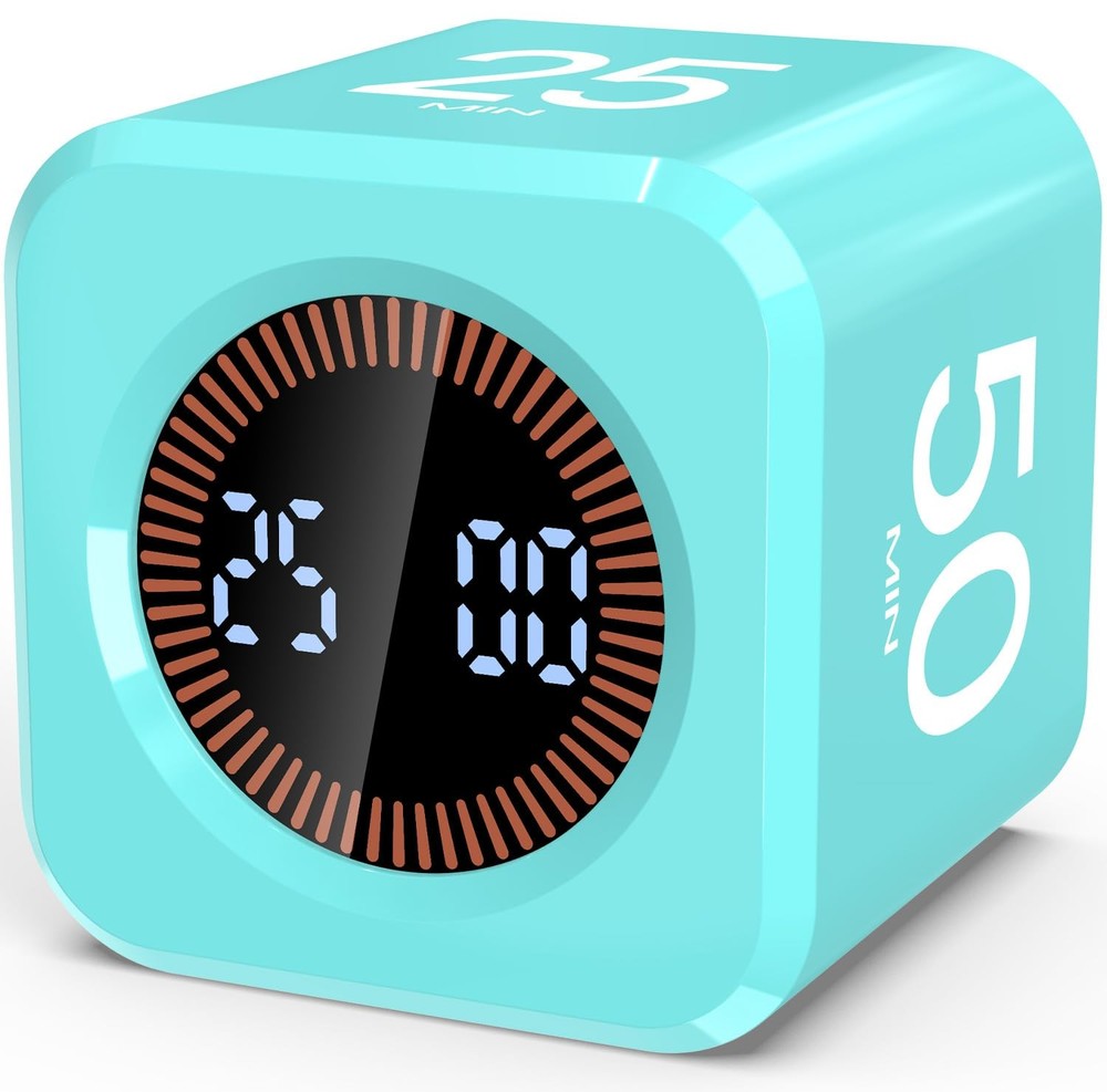 Digital Pomodoro Timer Cube 5/10/25/50min, Visual Productivity Flip Timer for...