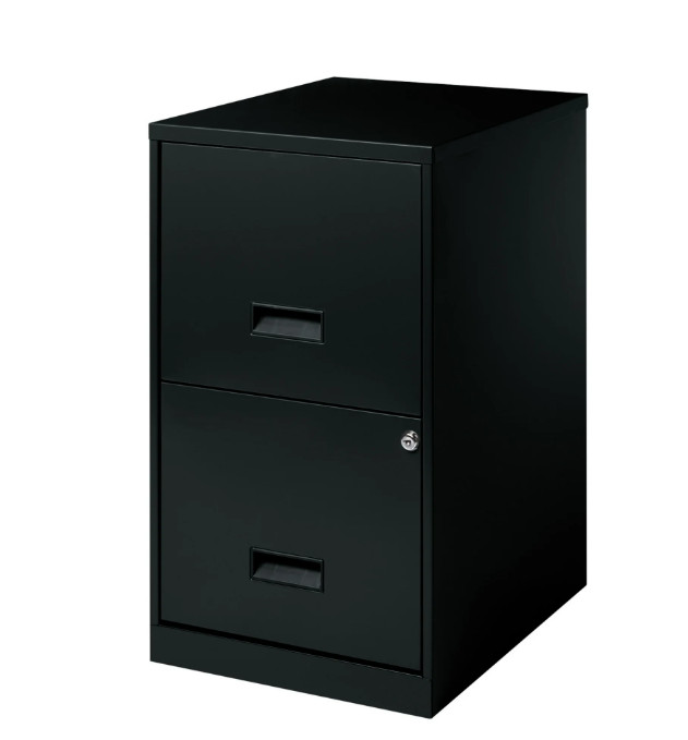 18" Deep 2 Drawer Letter Width Vertical File Cabinet, Secure Locking, Black