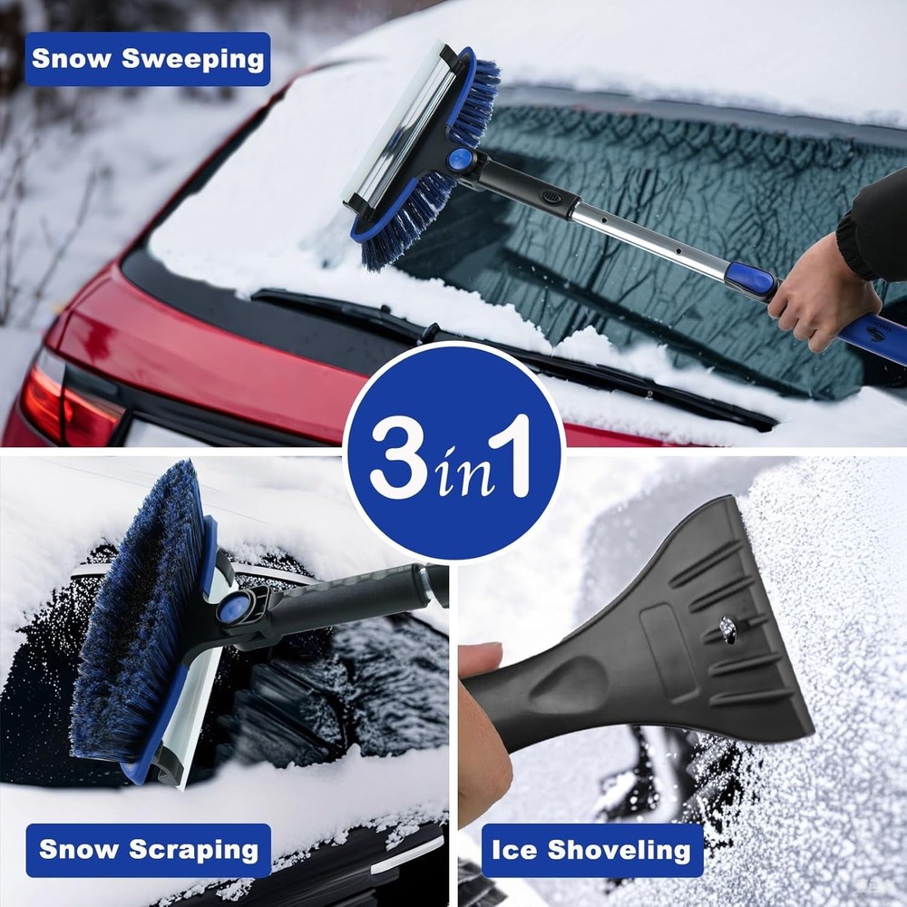 39" Extendable and Ice Scraper, Windshield Window Ice Snow Removal Snow Broom...