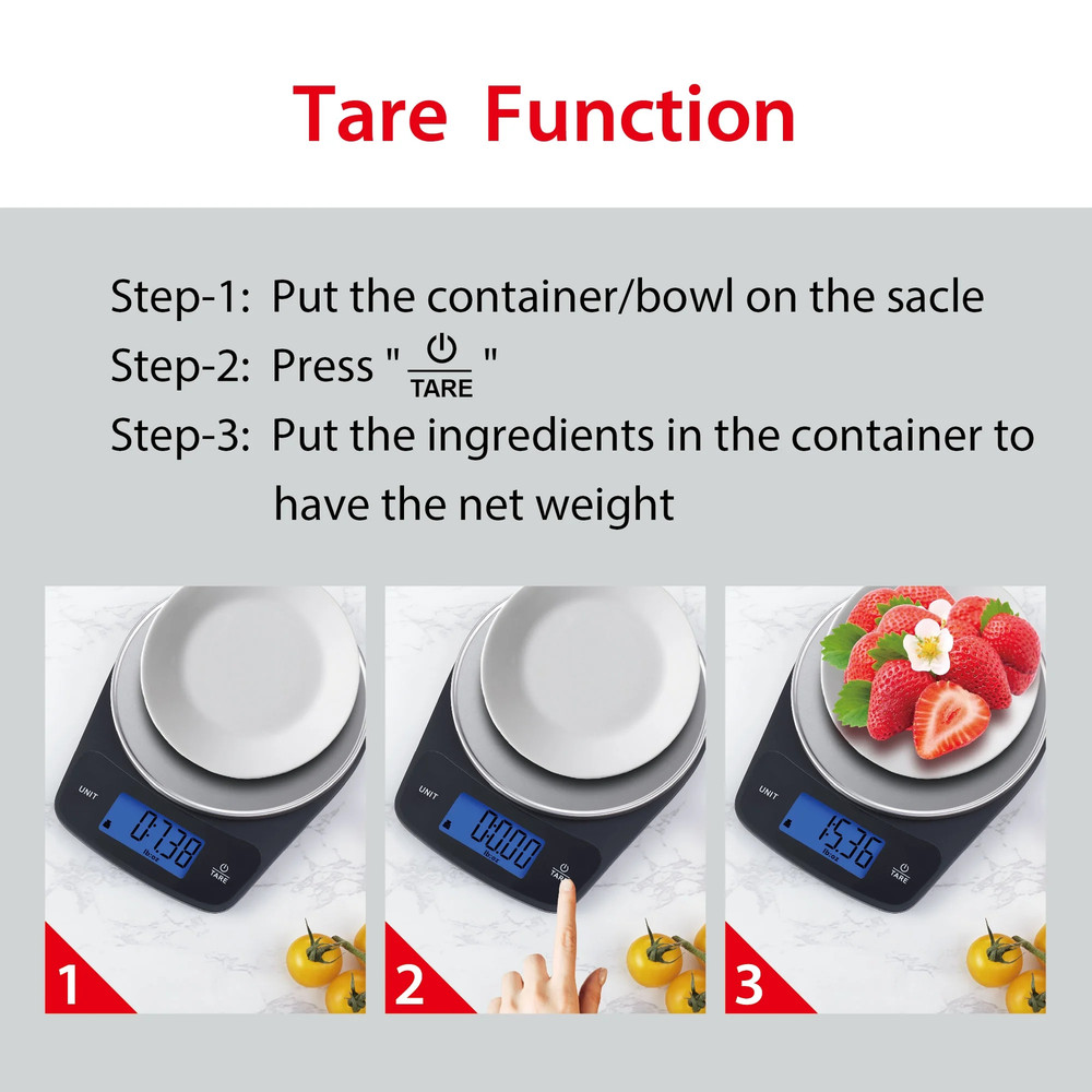 Waterproof Food Scale Digital Kitchen Scale Blue Backlit LCD Tare Function