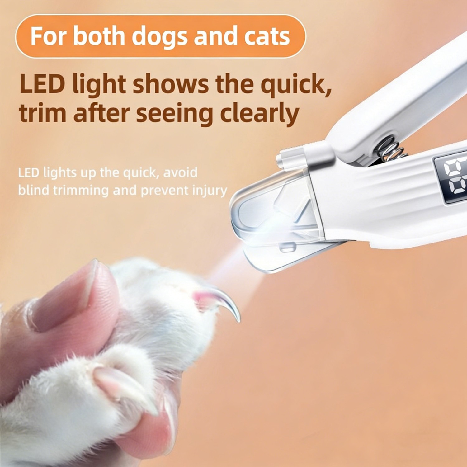 2-in-1 Dog Cat Nail Clippers Grinder with Light, USB Trimmers for L/M/S Pet Claw