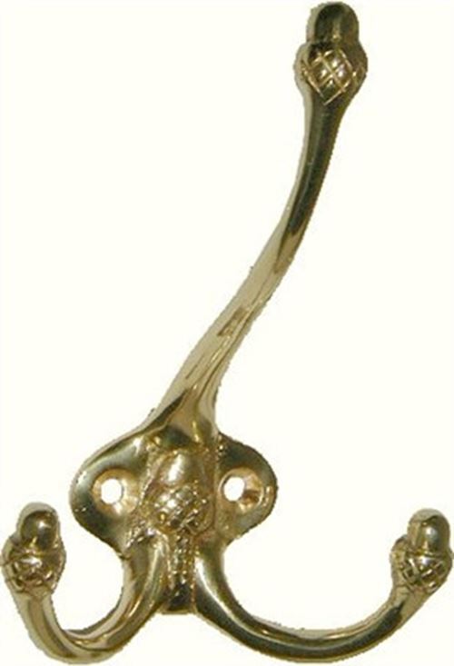 Front Mount Acorn Triple Coat Hook Brass
