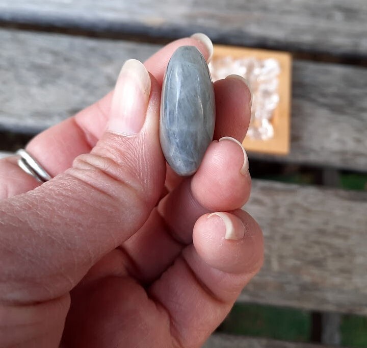 Labradorite Heart w/ Clear Quartz Set, Orange Flash, Transformation