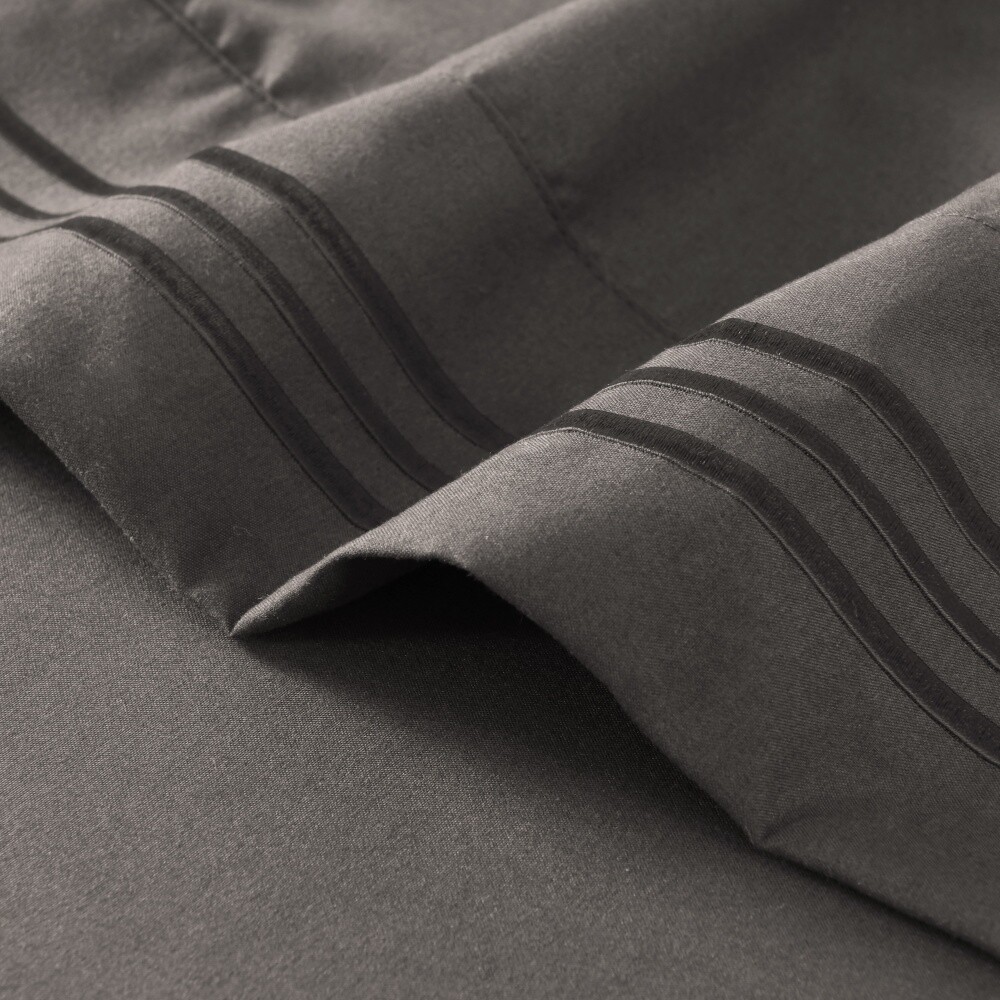 4 Pcs Soft Solid & Embroidery Bed Sheets Set Hotel Luxury, Cooling Bed Sheets