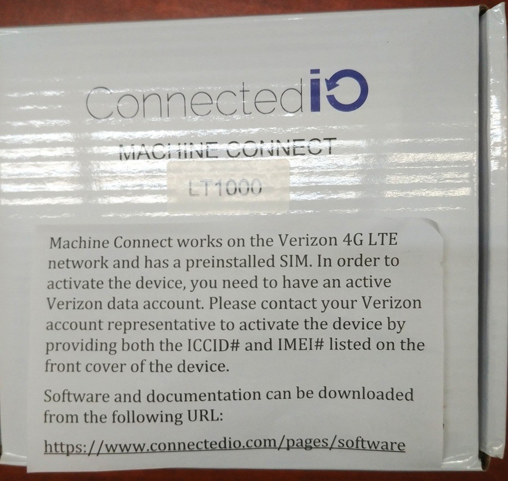 Connected IO LT1000 Machine Connect 4G LTE Cellular Modem connected by Verizon