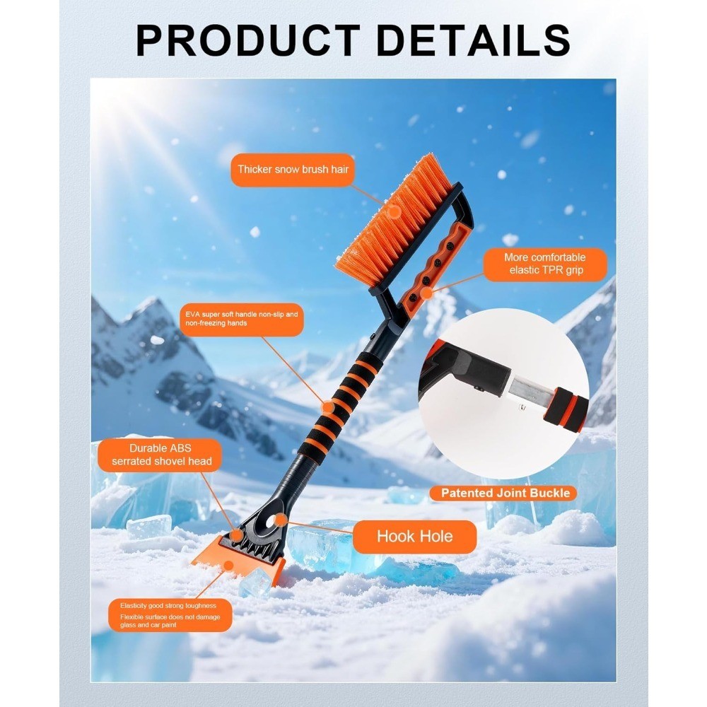 Multi-Functional Car and Ice Scraper, Winter Windshield Snow Removal