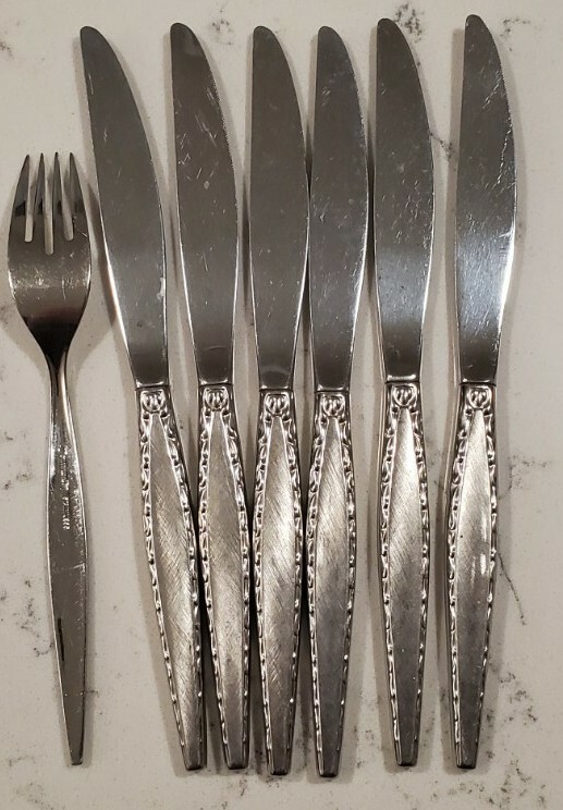 Community VENETIA 6 Dinner Knives Stainless + Fork