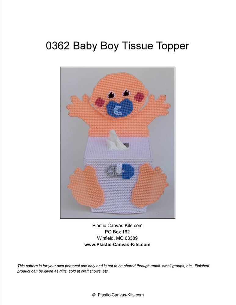 Boy Baby Tissue Topper- Plastic Canvas Pattern or Kit
