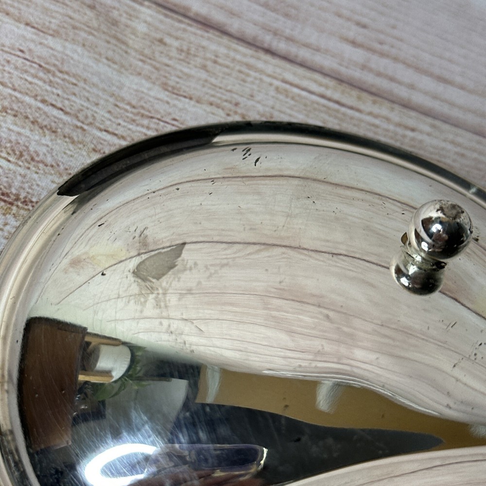 Vintage BO Italy Silverplate 3 Section Bonbon Dish Gold Leaf Crystal Grapes