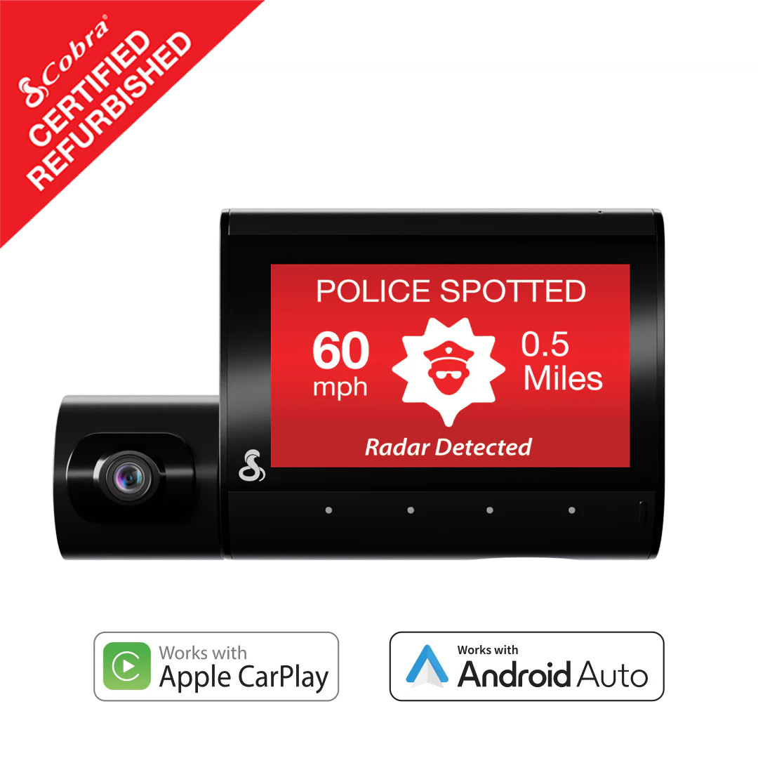 Cobra Smart Dual View Dash Cam SC 220C QHD 1440P CarPlay Certified Refurbished