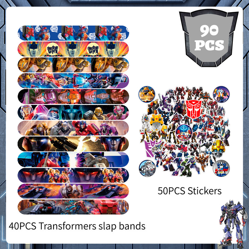 Transformers Slap Bracelets Kids Wrist Slap Bands Party Bag Filler Gift Sticker