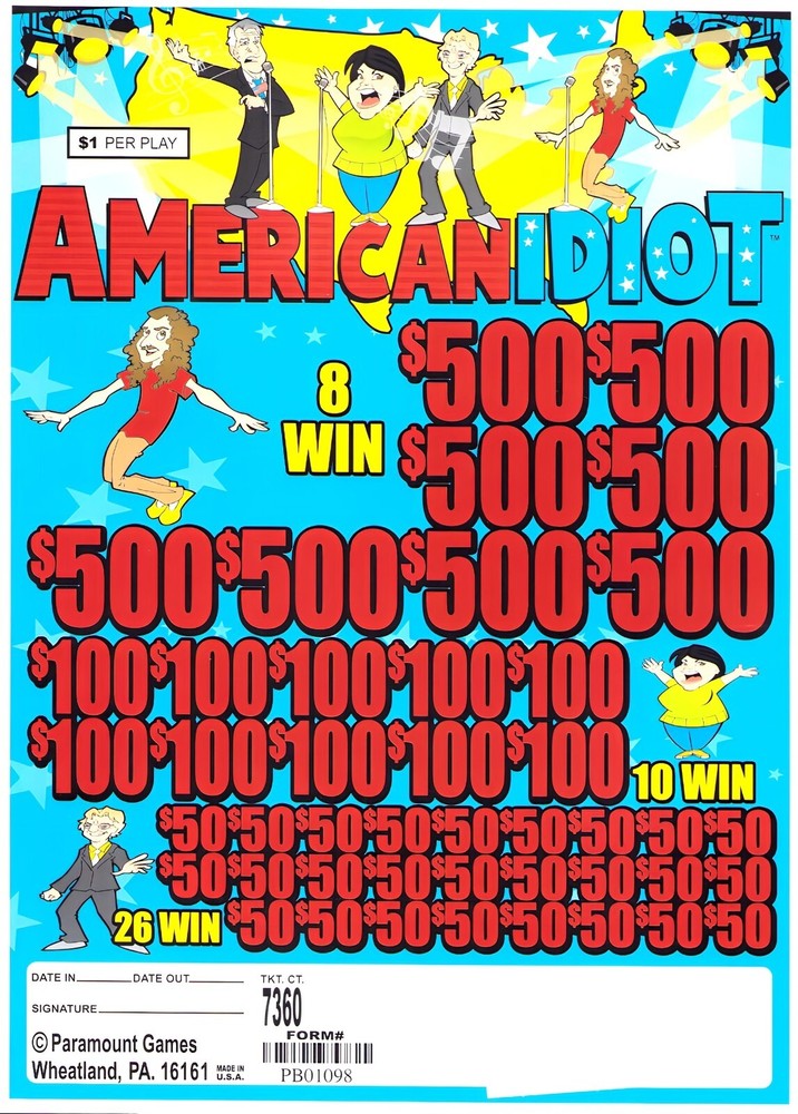 Pull Tab Ticket - Jar - Game - American Idiot - 7,360 ct