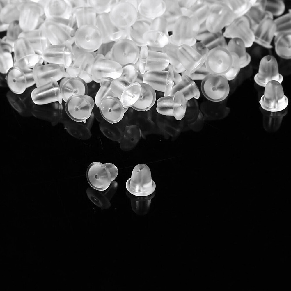 100pcs Silicone Earring Back Rubber Earring Back Stopper Cap Soft Clear Earring
