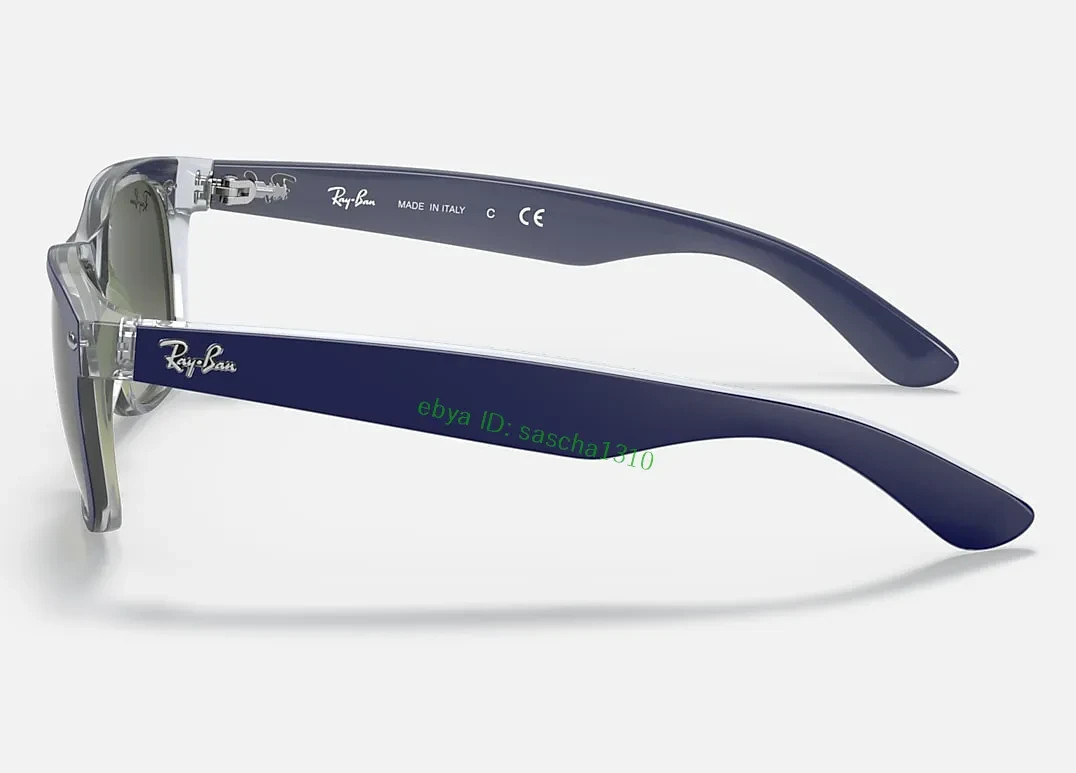 New RAY-BAN RB2132 6053/71 52mm Crystal Navy Blue Wayfarer Sunglasses ItalyUV400