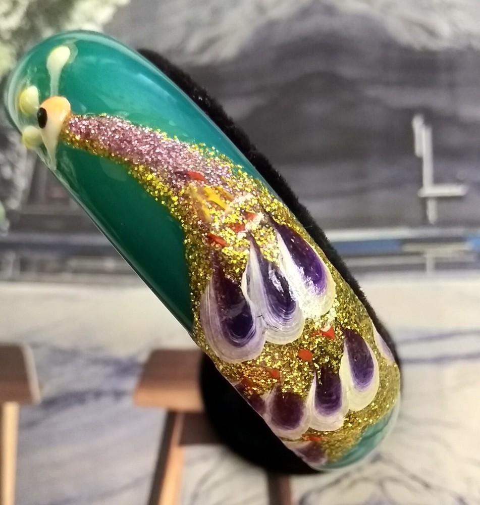 Green Agate Hand Decorated Good Luck Bangle