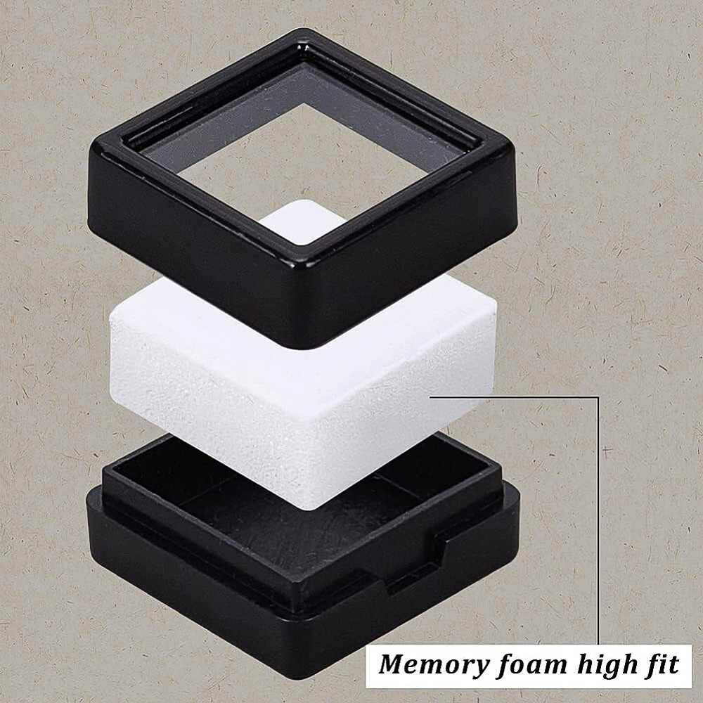 36Sets Black Display Box Plastic Transparent Bare Stone Box Black