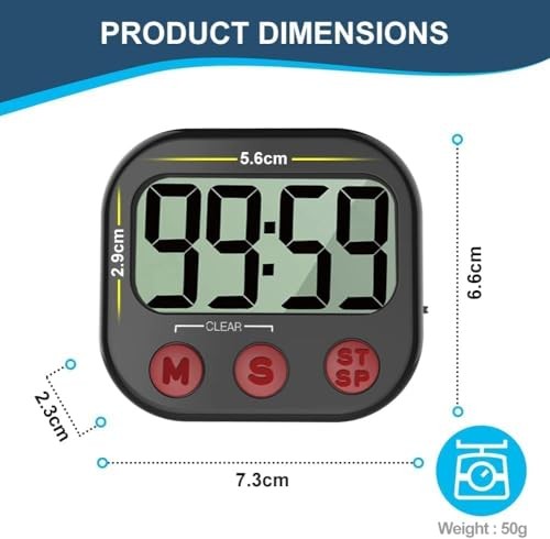Kitchen Timer, Digital Visual Timer Magnetic Clock Stopwatch Countdown Timer,