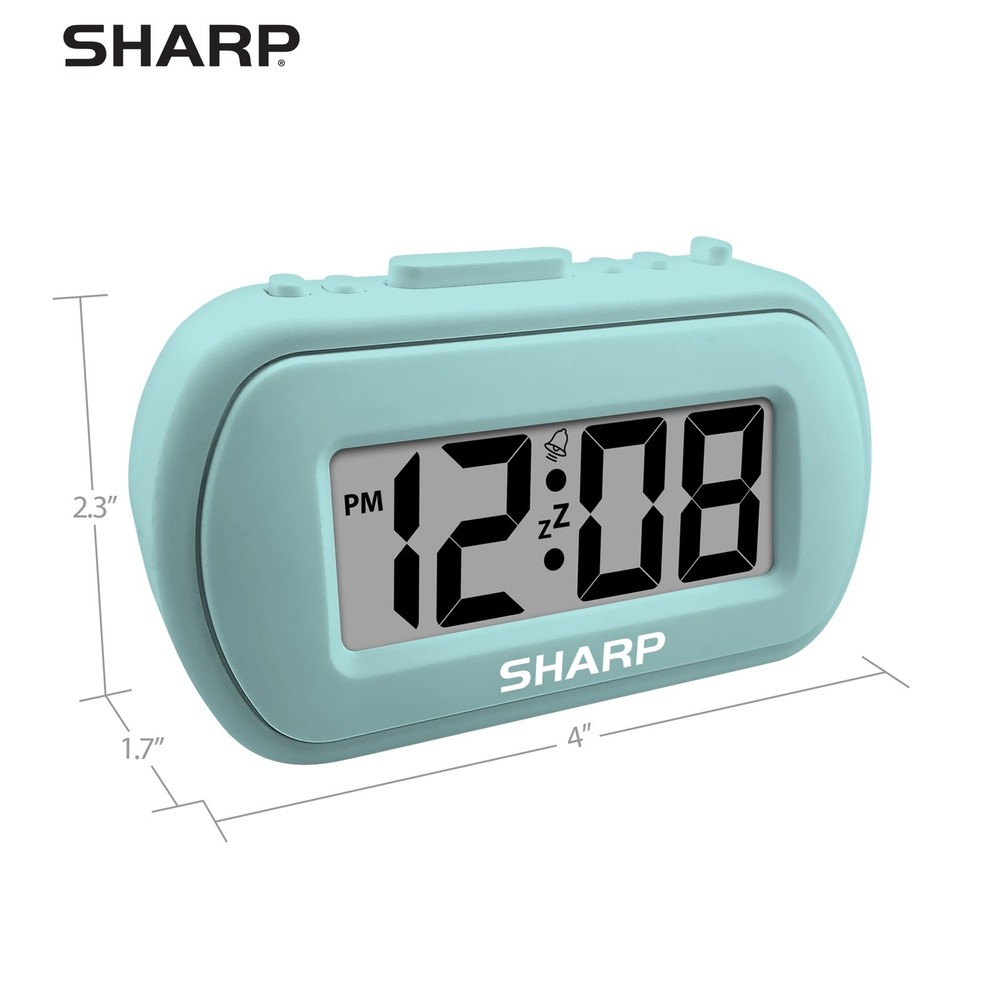 Sharp Digital Alarm Clock – Tactile Case with Soft Rubberized Small, Mint