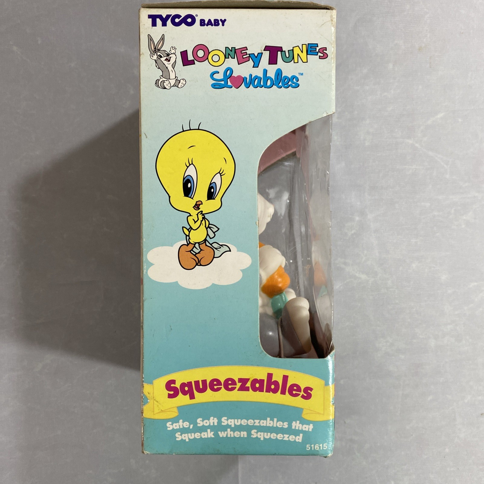 Vintage Tyco 1995 Looney Tunes Lovables Squeezables Bugs Bunny Squeaky Toy NIB