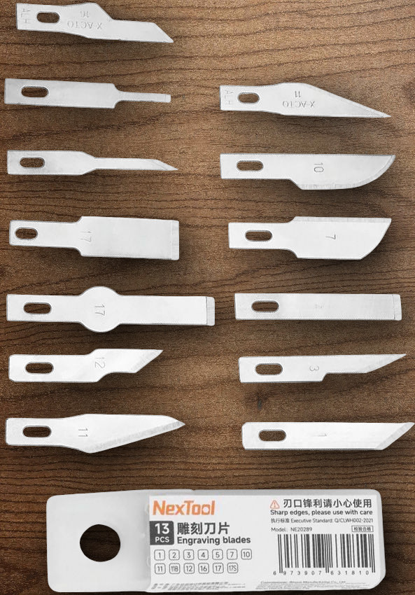 NexTool Carving Replacement Engraving Blades 13 Different Ones Storage Case
