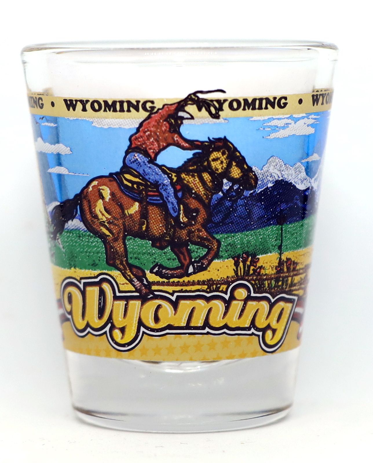 WYOMING STATE WRAPAROUND SHOT GLASS SHOTGLASS