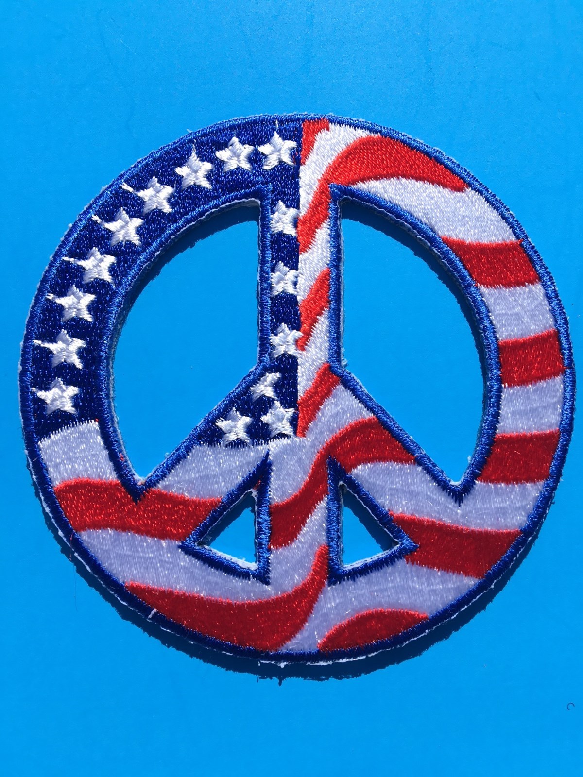 USA AMERICAN FLAG PEACE SIGN 60's ROUND EMBROIDERED PATCH (3") - HIGH QUALITY!