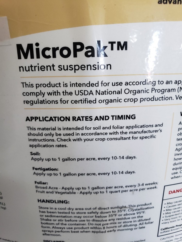 Advancing Eco Agricultere MicroPak™ Nutrient Solution 5 Gal
