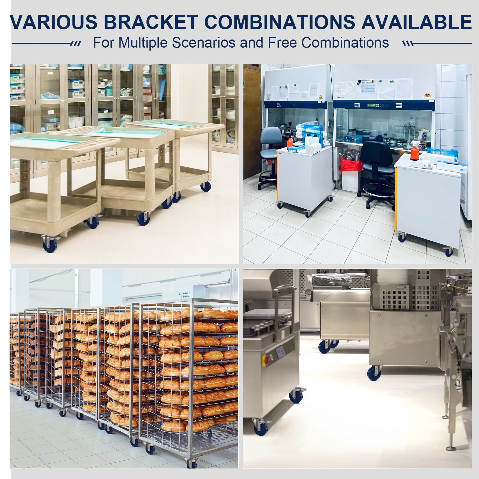 4" Stainless Steel Casters，Heavy Duty Industrial Casters， Load Capacity 1800 lbs