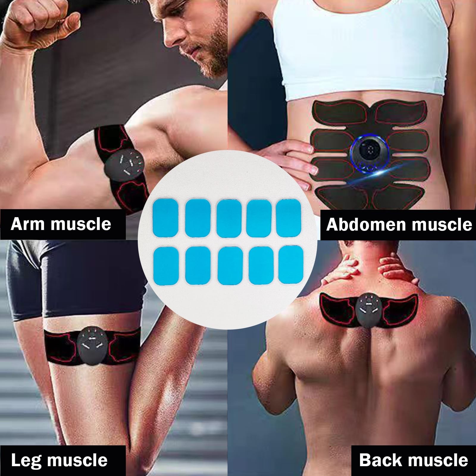 50 Pcs/25 Packs Gel Pads for Muscle EMS Abdominal Belt Medium, Blue
