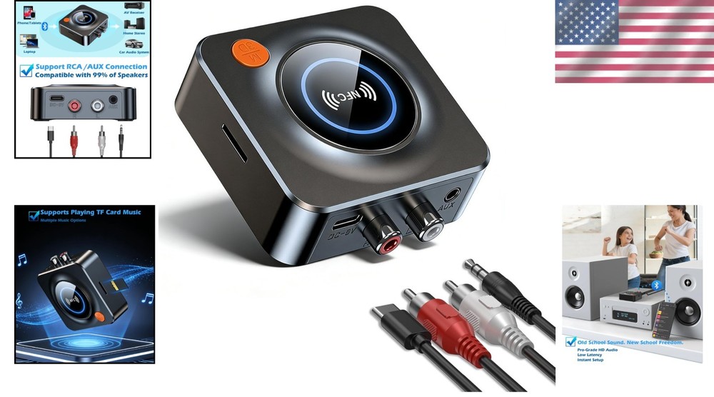 Bluetooth Receiver for Home Stereo, AUX RCA to Bluetooth Adapter for Old Speaker