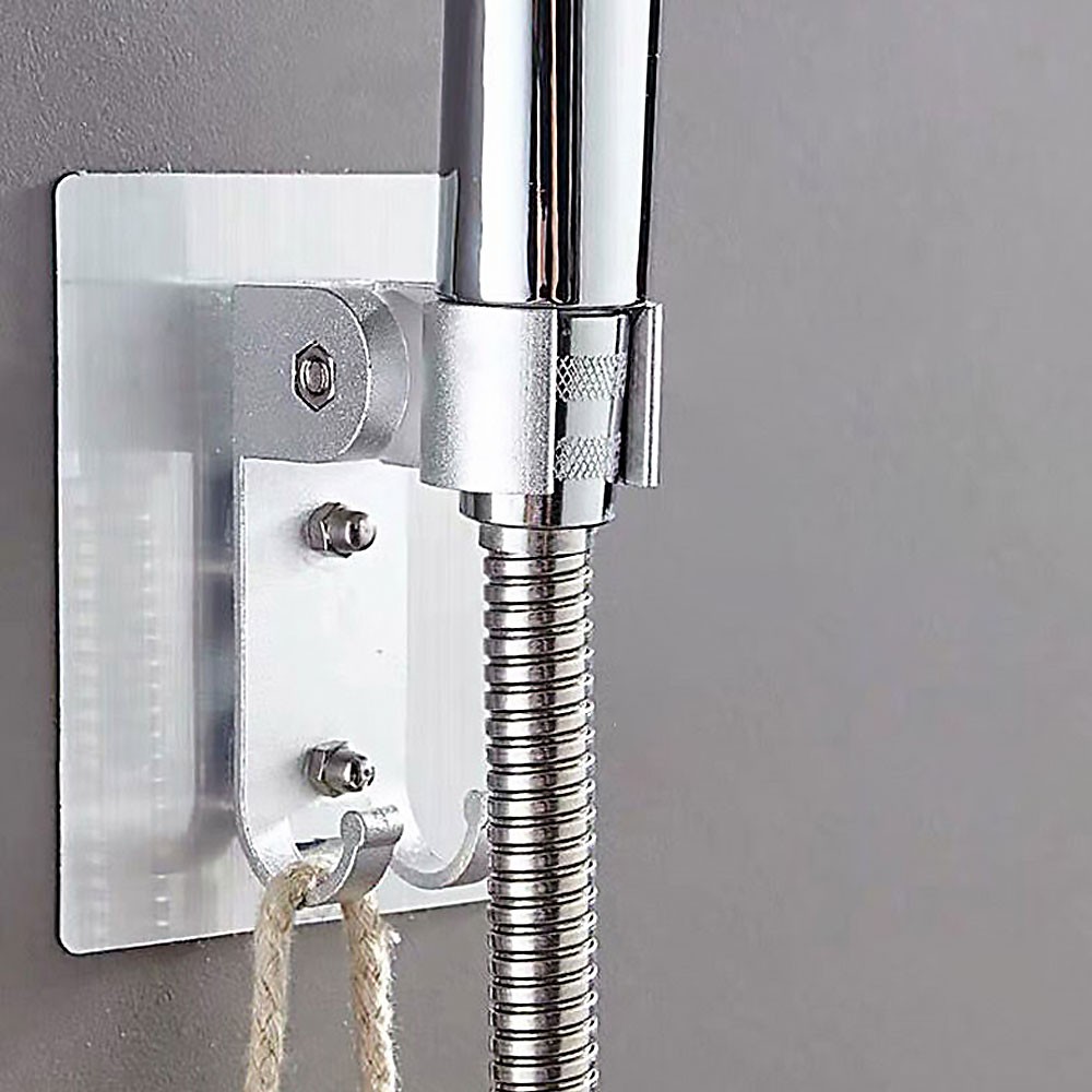 Adjustable Bracket Suction Shower Head Handset Holder Wall Mount +Hooks TL
