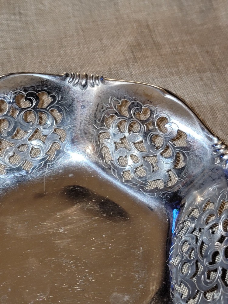 Quist West Germany pierced silver plate 5 1/2” wide dish