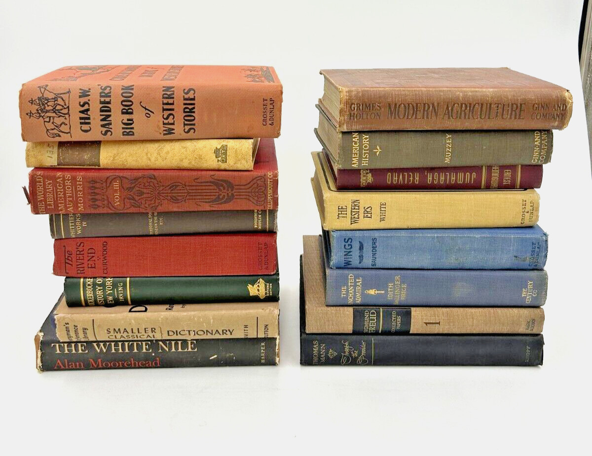 Vintage Book Lot of 5 Old Antiquarian Rare Decoration Hardcover Books