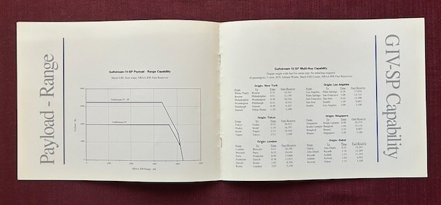 Gulfstream IV-SP Spec Summary 1992 Brochure