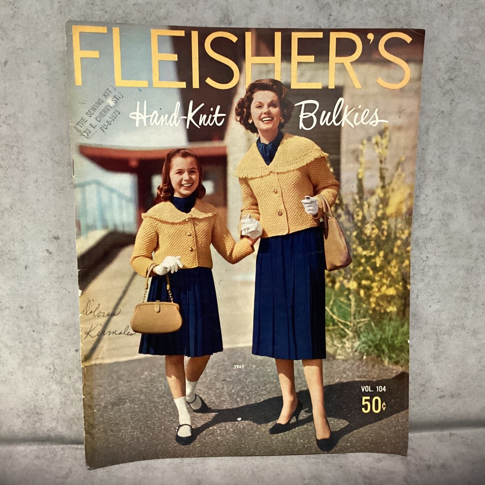 1959 Fleisher’s Hand Knit Bulkies Pattern Book Knitting Instructions