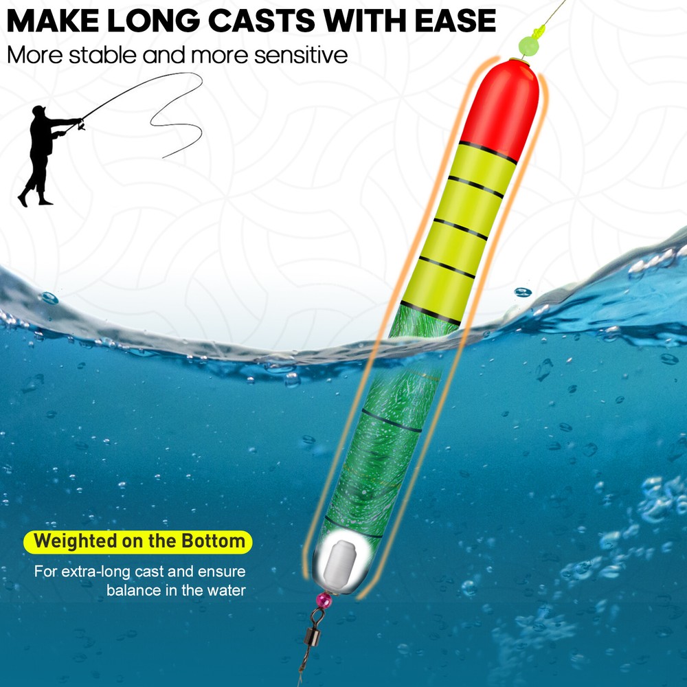 3pcs High Visibility Weighted Catfish Pole Floats Catfish Bobber Zing Float