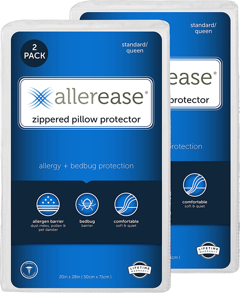 King Allerease Pillow Protectors Moisture Wicking, Advanced Allergy Protection