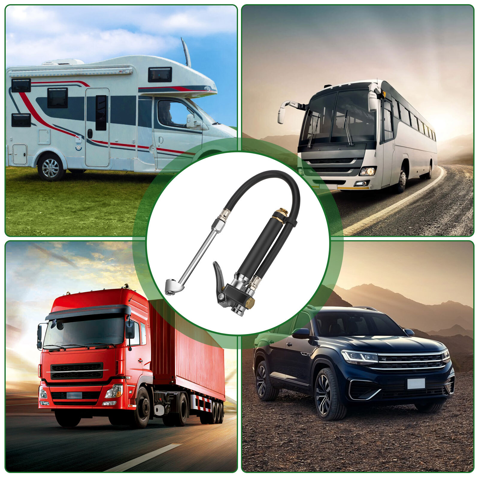 Tire Inflator with Pressure Gauge 120 PSI Dual Head Chuck Air Chuck Compressor