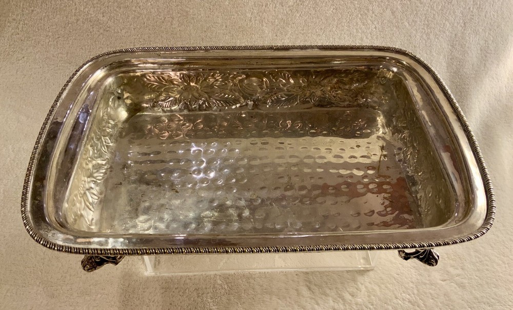 Ornate Silver Plated Footed Casserole-8.5” X 13”