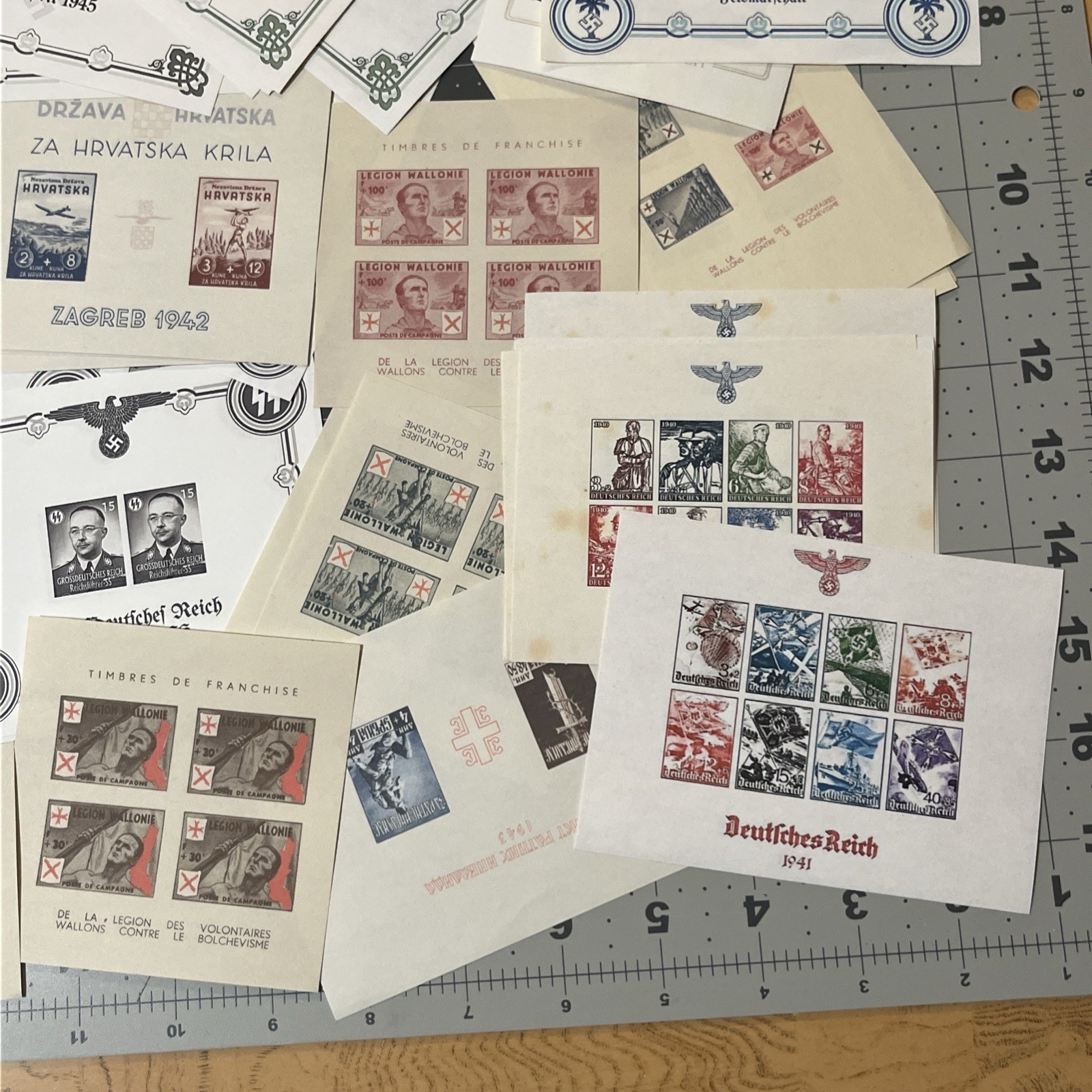 X5 Nazi Germany Souvenir Sheet Stamps Third Reich WWII WW2 Military