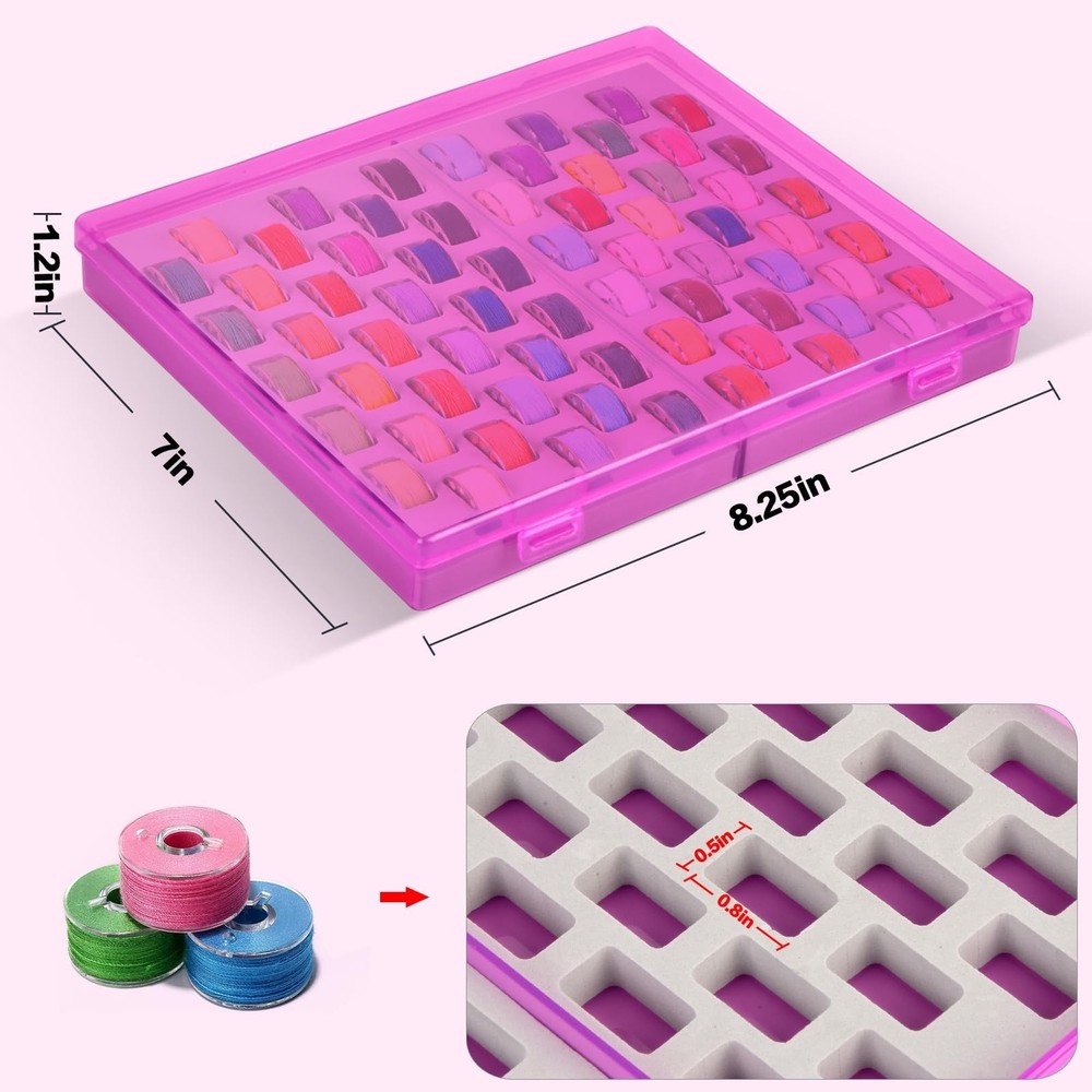 Bobbin Holder Case - 66 Pcs Bobbins Thread Storage Organizer Compatible with ...