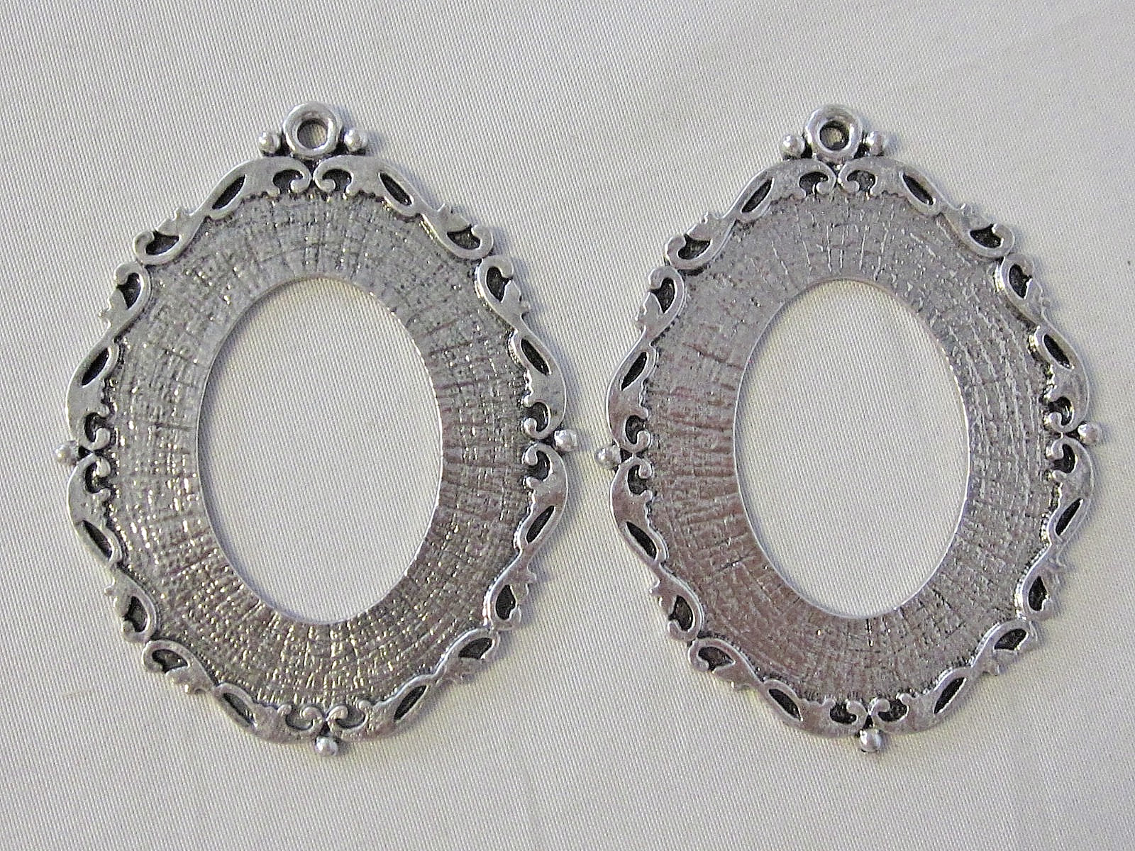 4pc Will Hold 40x30 up to 53x43mm Cameo Cabochon Antique Silver Pendant Settings