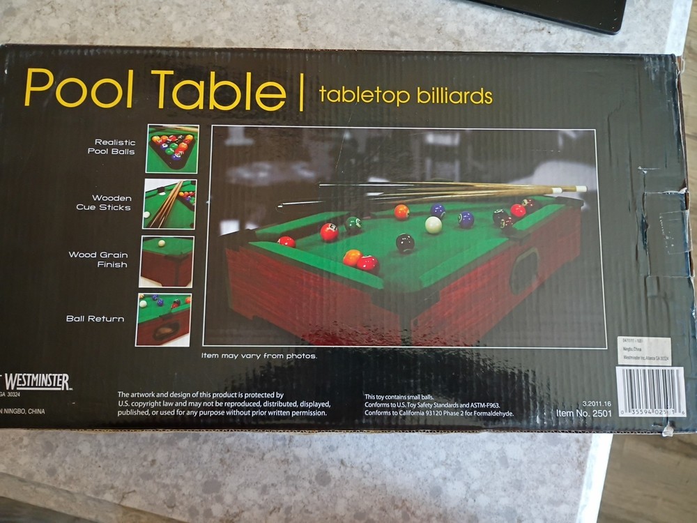 Westminster Tabletop Billiards Pool Table With Accessories B2