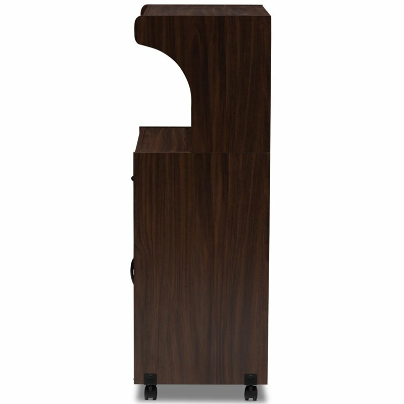 Baxton Studio Tannis Microwave Stand in Dark Walnut Brown