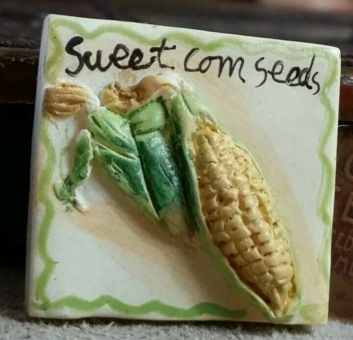Plastic square with SWEET CORN jewelry finding