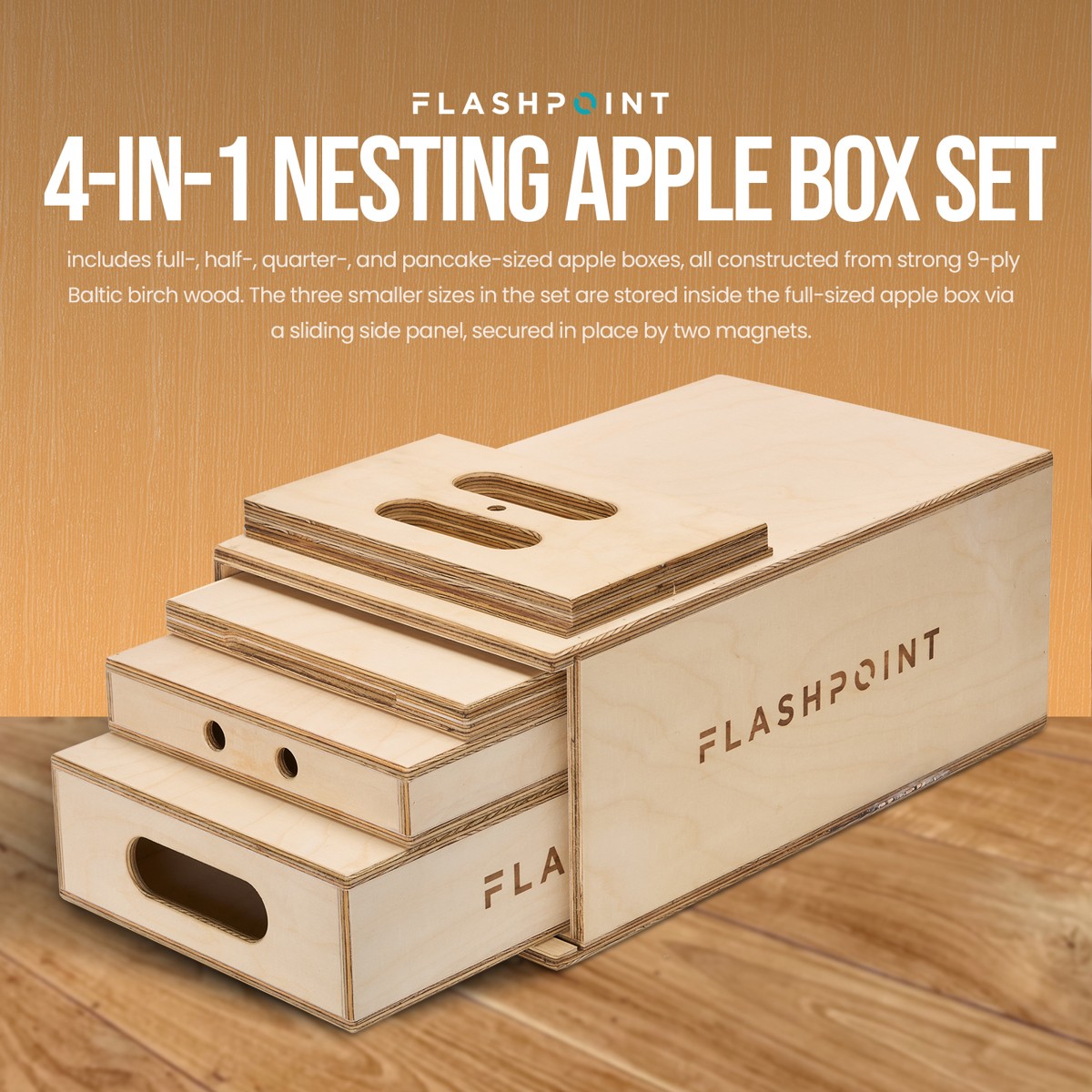 Flashpoint Nested Apple Box 4-in-1 Photography Set